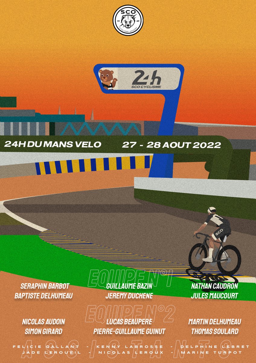 SCOCyclisme's tweet photo. ⚡️𝟮𝟰𝗛 𝗗𝗨 𝗠𝗔𝗡𝗦 𝗩𝗢𝗟. 𝗜𝗜 🏎

👥 𝟐 𝐞𝐪𝐮𝐢𝐩𝐞𝐬
🚴𝟏𝟐 𝐜𝐨𝐮𝐫𝐞𝐮𝐫𝐬
💁𝟔 𝐚𝐬𝐬𝐢𝐬𝐭𝐚𝐧𝐭𝐬
⏱️𝟐𝟒 𝐡𝐞𝐮𝐫𝐞𝐬

Rendez-vous au premier virage 👋

#LaGriffe | #SportAngers https://t.co/OeWVttVmUX