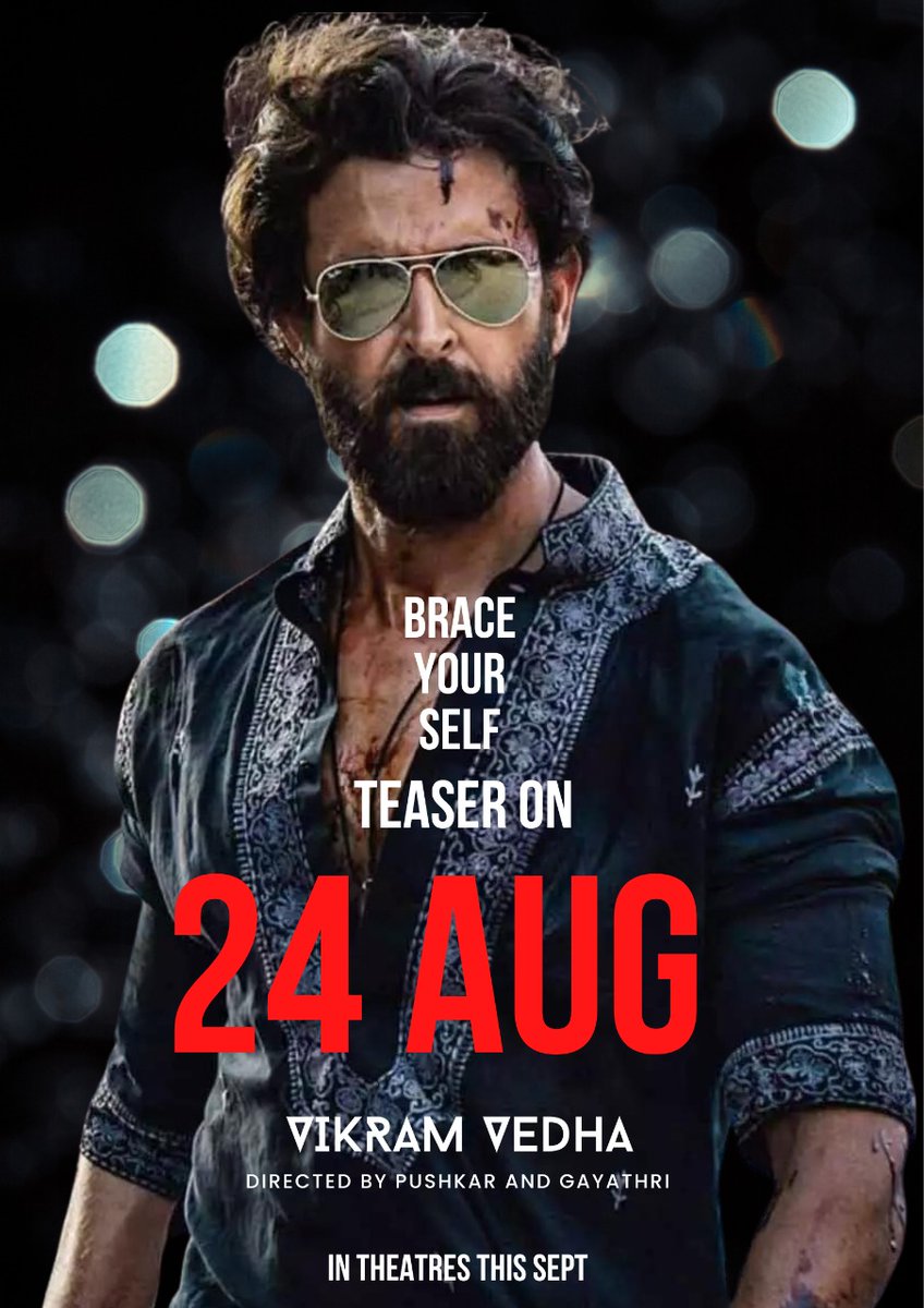 ThePodcastation's tweet photo. Most Anticipated Film of the year Vikram Vedha's teaser likely to drop on 24 Aug

#HrithikRoshan #vikramvedha #VikramVedhateaser https://t.co/J6hxYkAy65