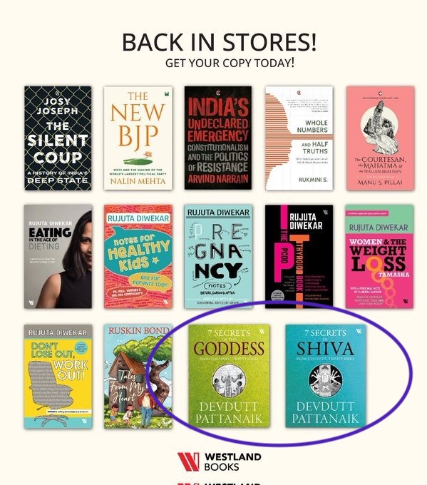 whoseesitall's tweet photo. 7 Secrets of #Goddess and 7 Secrets of #Shiva now available again @WestlandBooks https://t.co/nZXlnDR3eP