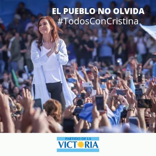 EL PUEBLO NO OLVIDA.

#BastaDeLawfer 
#ElPuebloConCristina
#SiempreConCristina✌🏻 
#PartidoDeLaVictoria🇦🇷 
#ConlasConviccionesDeSiempre