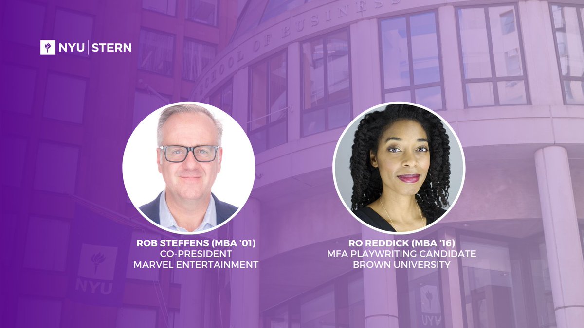 NYUStern's tweet photo. #SternLAUNCH continues with its keynote fireside chat, with Rob Steffens (MBA ‘01), Co-President of @Marvel, and Ro Reddick (MBA ‘16), MFA playwriting candidate at Brown University https://t.co/s33tAYDRin