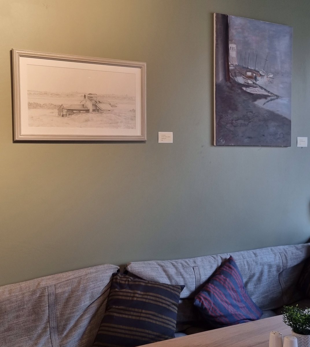 LesleyW39108524's tweet photo. Great new collaboration between West Norfolk Artists Association and Purfleet Brasserie in King's Lynn. Right next to Groundwork Gallery, the first exhibition showcases work by myself and artist Izzy Wingham. Open at midday every day. #purfleetbrasserie #groundworkgallery https://t.co/A3oI1NKz1a