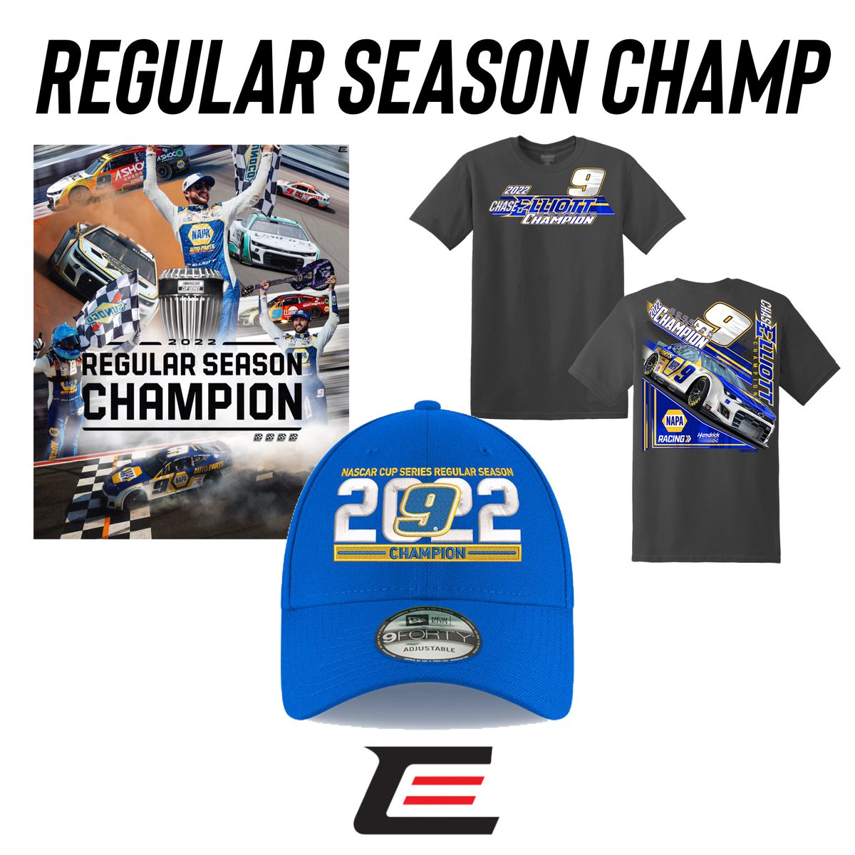 CElliottStore's tweet photo. YOUR 2022 REGULAR SEASON CHAMP @chaseelliott 🎊🎉🥳🍾
🛒➡️ https://t.co/SpY1nY3vzv
#di9 | #ChaseElliott | #CE | #NASCAR | #NAPA | #RegularSeasonChamp https://t.co/sZpLSOkcrt