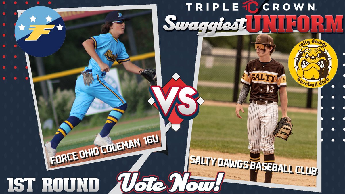 TCS_BB's tweet photo. FIRST ROUND | 2022 @triplecrownspts/@PathwayBB Swaggiest Uniform Contest 👕🔥

Force Ohio Coleman 16u 🆚 Salty Dawgs Baseball Club

🗳️✅ Voting in Replies ⬇️⬇️ https://t.co/2EWdpQ09lF