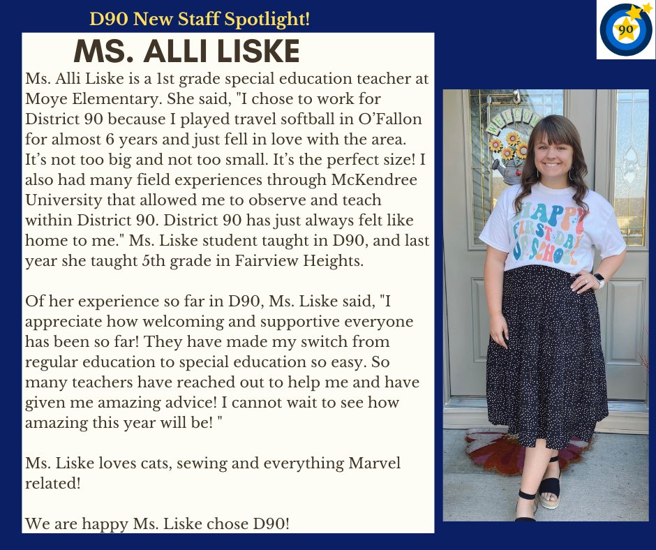 ofallon90's tweet photo. Help us welcome Ms. Liske! We're glad she chose D90!
#IchoseD90
#ofd90
#WelcomeToOurHouse https://t.co/rVsnW2vwse