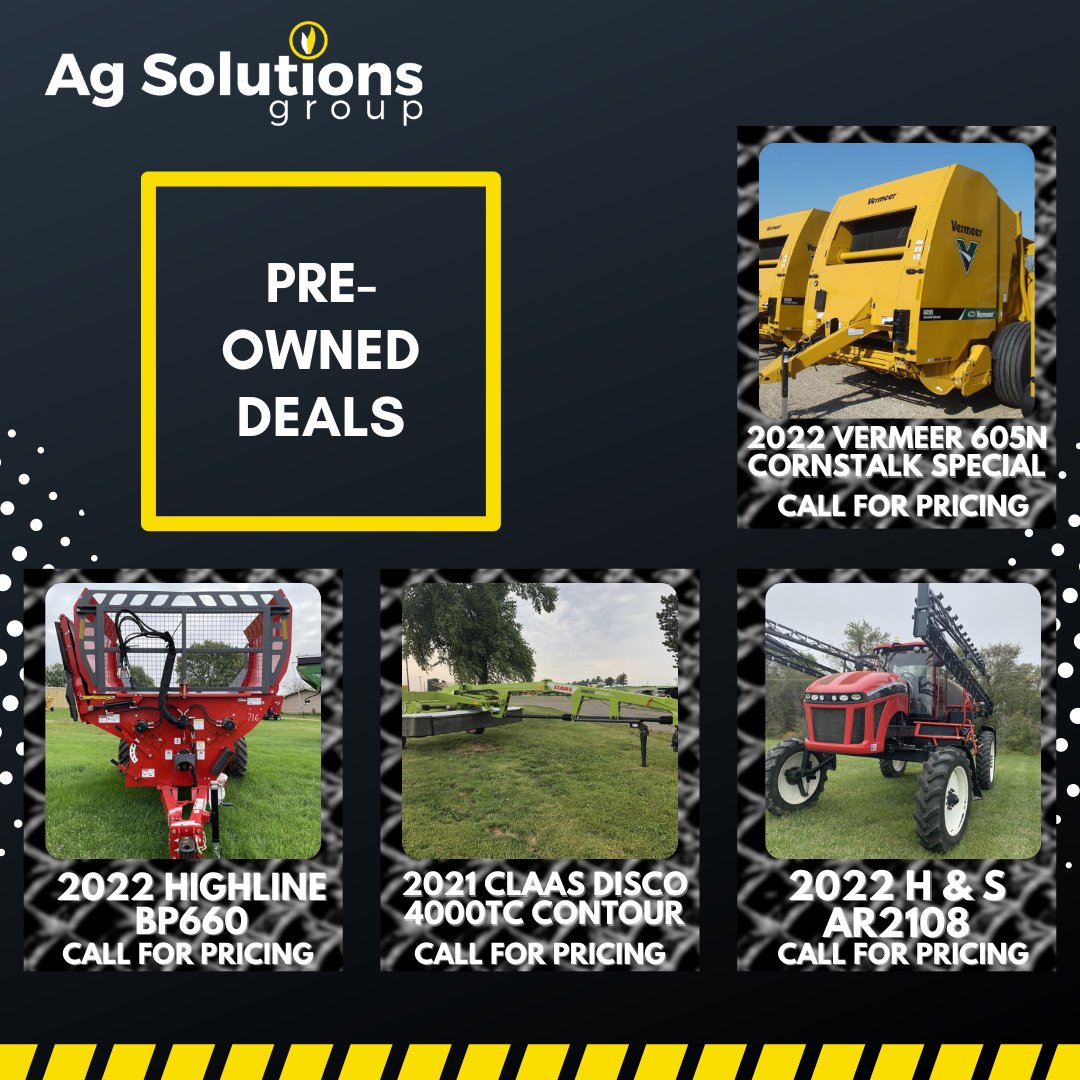 agsolutionsgr's tweet photo. Visit https://t.co/PlUN7m7q26 to view equipment location, availability, and more specs. 🚜

#AgSolutionsGroup #agriculture #farming #farmingequipment #preowneddeal  #Vermeer #Highline #Claas #HandS #hayandforageequipment #roundbalers #tubgrinders #mowerconditioners #hayrakes https://t.co/3zxMi1ppTE