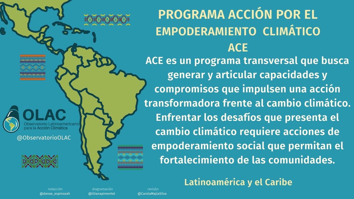 ¿Quieres conocer sobre lo que es ACE y su importancia en Latinoamerica? En el OLAC les invitamos a seguir nuestra campaña regional sobre ACE rumbo a la COP27 en Sharm el-Sheikh, Egipto! 

 ¡Te invitamos a que nuestros post e información! #ACE #COP27 #OlacACE