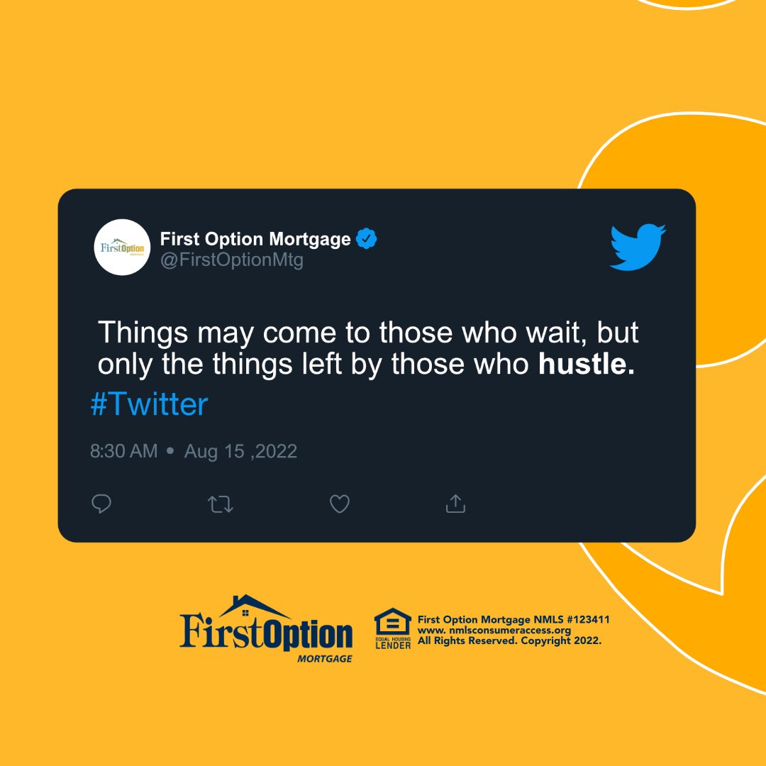 FirstOptionMtg's tweet image. Happy Monday!

We hope that everyone had a FANTASTIC weekend. Let's get today started with some #MondayMotivation.

”Success is liking yourself, liking what you do, and liking how you do it.”

Give yourself a compliment and share in the comments below to celebrate you today.