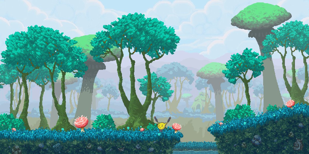 PhilllChabbb's tweet photo. Mushroom Forest (Client Commission) #pixelart https://t.co/kxtz93HKXy