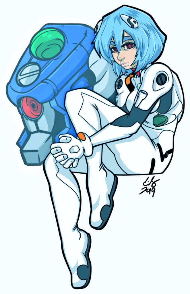 EVA弐号機 ,惣流・アスカ・ラングレー(エヴァンゲリオン) 「 Asuka and Rei from early 2019 」|ZombieErnieのイラスト