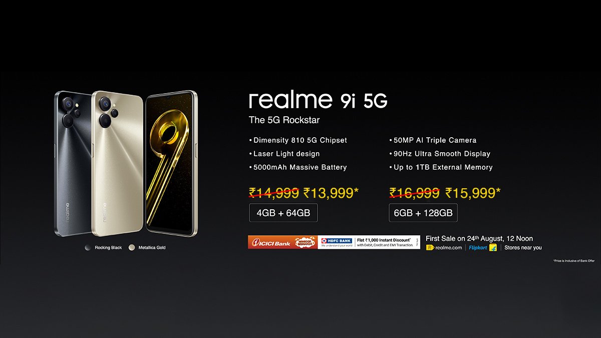 Ramvriksh44's tweet photo. Realme 9i 5G
6.6" FHD+ 90Hz LCD
180Hz (TS)
MTK Dimensity 810
50+2+2MP
8MP
5000mAh
18W
Android 12 (RealmeUl 3.0)
Side Mounted F-S
UFS 2.2,BT 5.2, WiFi 5
8 5G Bands
5GB Virtual RAM
3.5mm Jack
USB Type-C
8.1mm
187g
4+64GB:₹14,999
₹13,999
6+128GB:₹16,999
₹15,999
#Realme9i https://t.co/imC1X5G91x