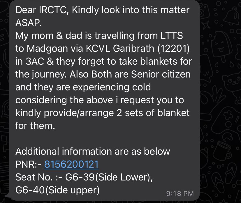 DevanshPandya10's tweet photo. @IRCTCofficial @WesternRly @AshwiniVaishnaw @RailwaySeva #Help #Emergency #ASAP Kindly look into this matter. https://t.co/ORXhVbPPxt