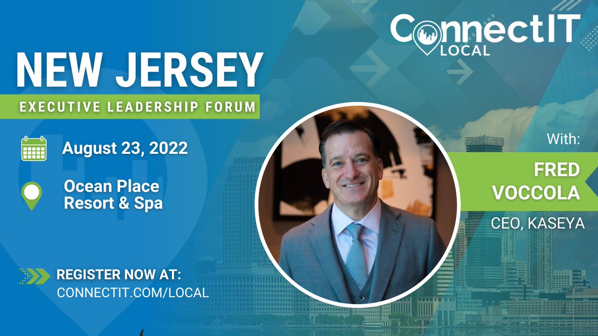 rocketcyber's tweet photo. If you are in the New Jersey area, join us at the next #ConnectITLocal on August 23 and learn about the IT Complete vision and product roadmaps from CEO of @KaseyaCorp, Fred Voccola, and Chief Customer Marketing Officer, Mike Puglia!

Sign up now: https://t.co/H8o06fSfp8 https://t.co/YImNxVMGF7