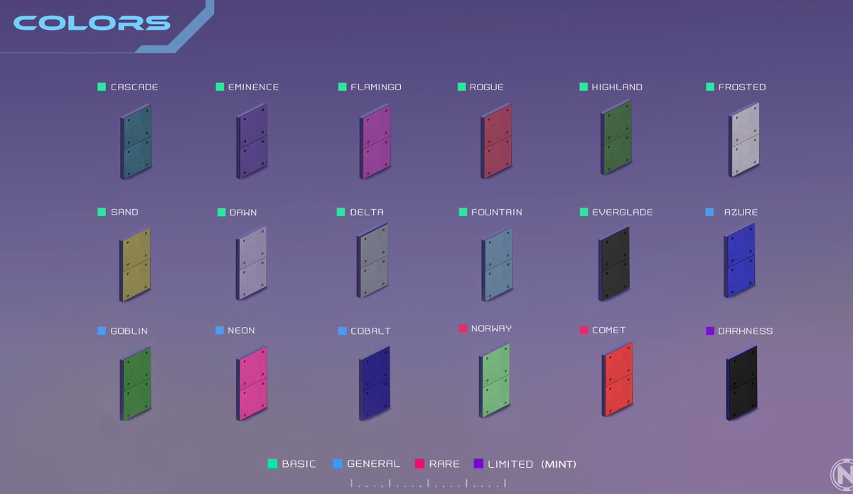 18 unique color options 🔵🔴🟡⚫️ 🟢

Fully customize your room in-game. Some are more rare and expensive than others, "Darkness" can only be generated on mint 👀

👇

medium.com/@4022novatopia…