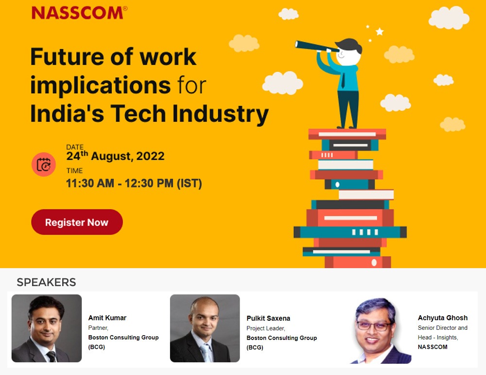 nasscom insights (@nasscomr) on Twitter photo #WebinarAlert
Future of Work implications for India's Tech Industry
🗓️Aug 24,2022
⏲️11:30 AM - 12:30 PM (IST)
Register Here: nasscom-in.zoom.us/webinar/regist…
<a href="/nasscom/">nasscom</a> <a href="/BCG/">Boston Consulting Group</a> <a href="/achyutaghosh/">Achyuta Ghosh</a>
#HR #HRTech #hybridwork #Analytics #techtrends #tech #FutureofWork #DigitalTransformation #WebinarAlert
Future of Work implications for India's Tech Industry
🗓️Aug 24,2022
⏲️11:30 AM - 12:30 PM (IST)
Register Here: nasscom-in.zoom.us/webinar/regist…
<a href="/nasscom/">nasscom</a> <a href="/BCG/">Boston Consulting Group</a> <a href="/achyutaghosh/">Achyuta Ghosh</a>
#HR #HRTech #hybridwork #Analytics #techtrends #tech #FutureofWork #DigitalTransformation