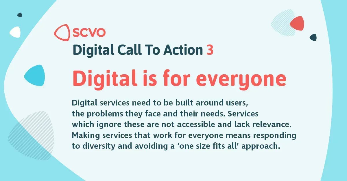 DigiScot's tweet image. Digital is now a key part of life for everyone. This means that providing good quality digital services and being able to adapt quickly is more important than ever for Scotland's voluntary sector. 
Learn more in our 3rd Digital Call to Action report: buff.ly/3baJkUU