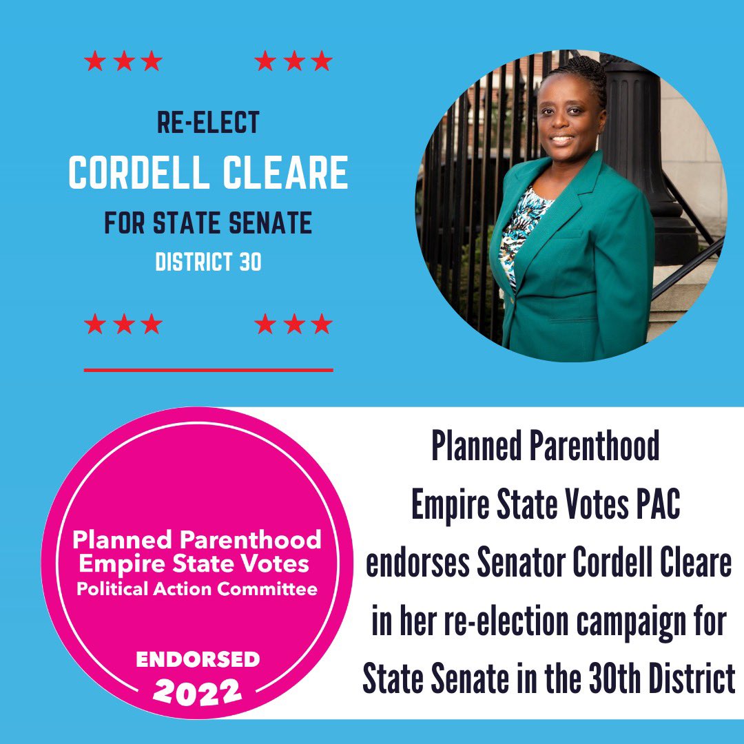 📣🎉 Endorsement alert 🎉📣 I am proud to have the support of <a href="/PPESVotesPAC/">Planned Parenthood Empire State Votes PAC</a>! I have worked hard to protect the right to choose in New York, especially for low-income New Yorkers, and I will continue this work in my second term as State Senator of the 30th District!
