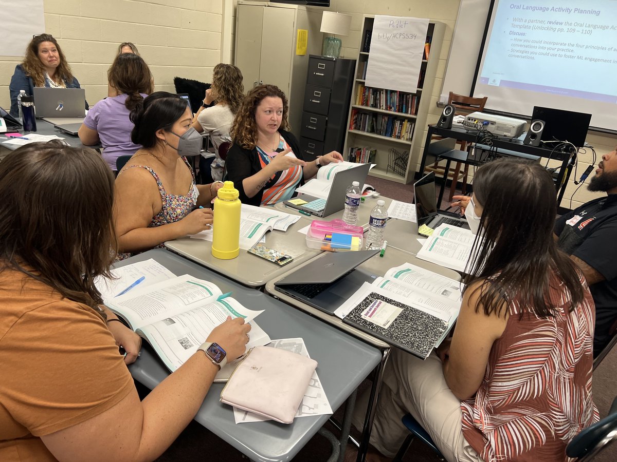 SupportEduc's tweet photo. Today @DStaehrFenner, and ML Consultant @NancyBatchelder, mastermind a professional development workshop with @HCPSS_ESOL on  academic conversations, collaboration &amp; co-teaching, supporting newcomers, and SLIFE. #ELLChat #MLLChat 🧠📚✅ https://t.co/senVH11qRb