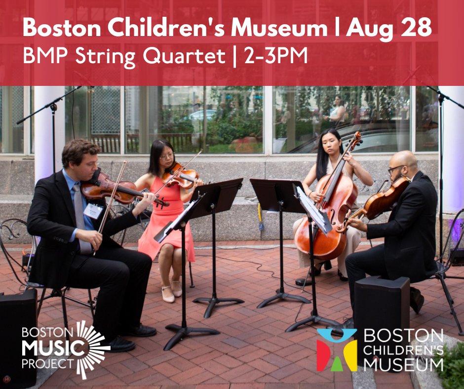Join BMP on Sun, Aug. 28th at the <a href="/BosChildMuseum/">Boston Children's Museum</a> for live music from 2-3pm feat. a string quartet of TAs from BMP. Following the performance, guests will have the opportunity to embrace the #powerofplay in an interactive instrument petting zoo! Tickets at bostonchildrensmuseum.org