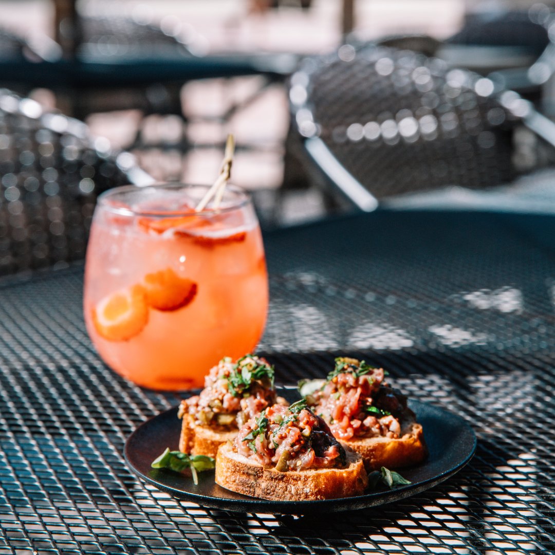 spiritofyork's tweet photo. While our spirits and cocktails lead the show here - our bite-sized eats also have star quality ✨ 

Try our Steak Tartare with chopped sirloin, egg yolk, capers and herbs.  Served with an olive rosemary crostini, this is the perfect app to snack on with friends on the patio. https://t.co/5qz675ZGwz