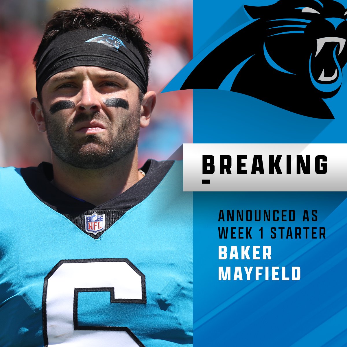 Panthers announce Baker Mayfield as starting quarterback.