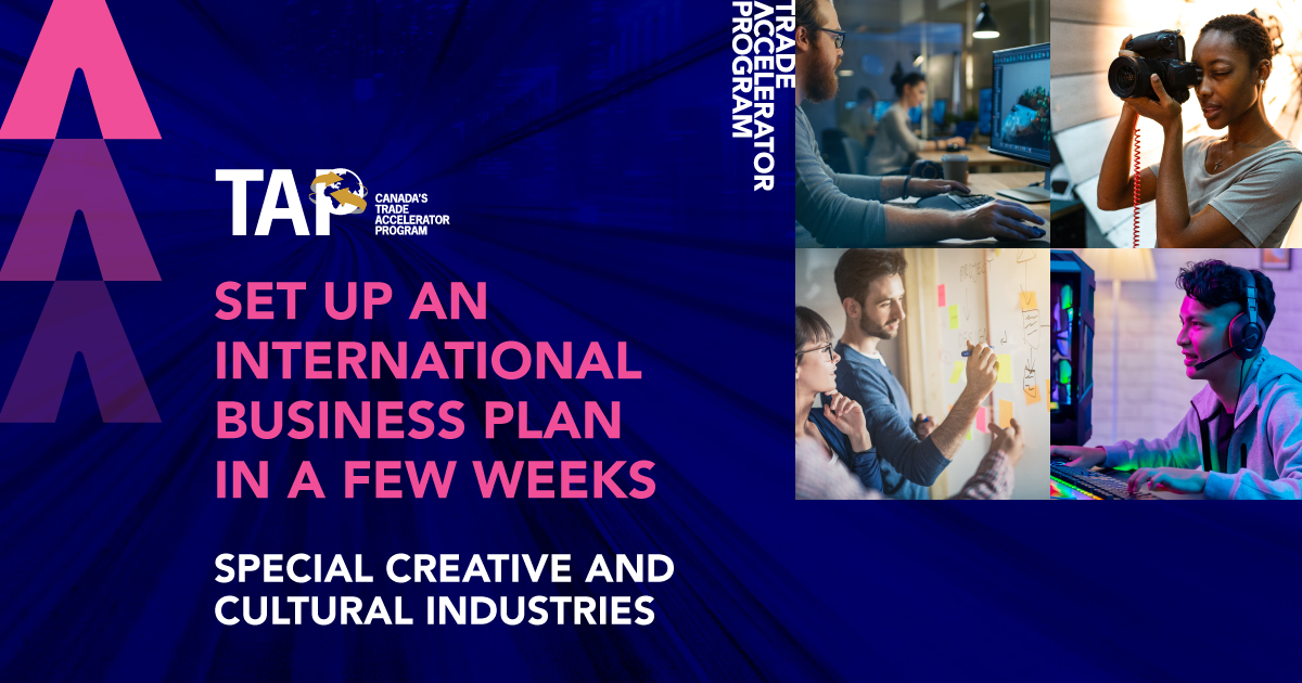 CdnHeritage's tweet photo. Do you run a business looking to export abroad? 

The Trade Accelerator Program can help! A tailored creative industries cohort of the Program is being offered in Vancouver this October. Apply by September 20! https://t.co/yIParZhpRz
#TAPCanada

@BoardofTrade https://t.co/rSPAoWpv16