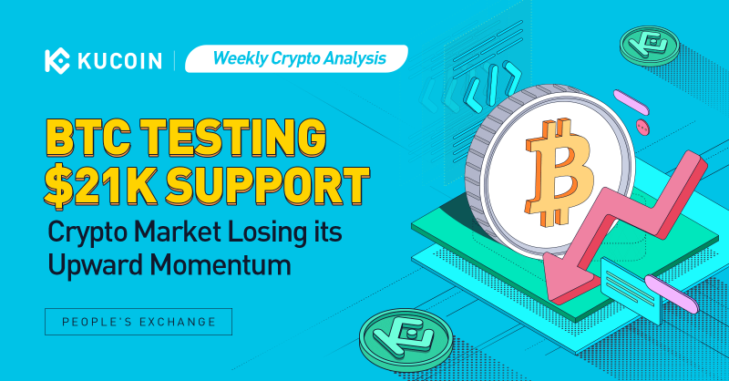 kucoincom's tweet photo. #Crypto market drops as #Bitcoin breaks its month-old uptrend and pushes down to $21K.

Worldwide financial instability has seemingly rubbed off on crypto as well - do you consider it a great buying opportunity, or a reminder to liquidate?

Click 👇 for the BTC technical outlook.