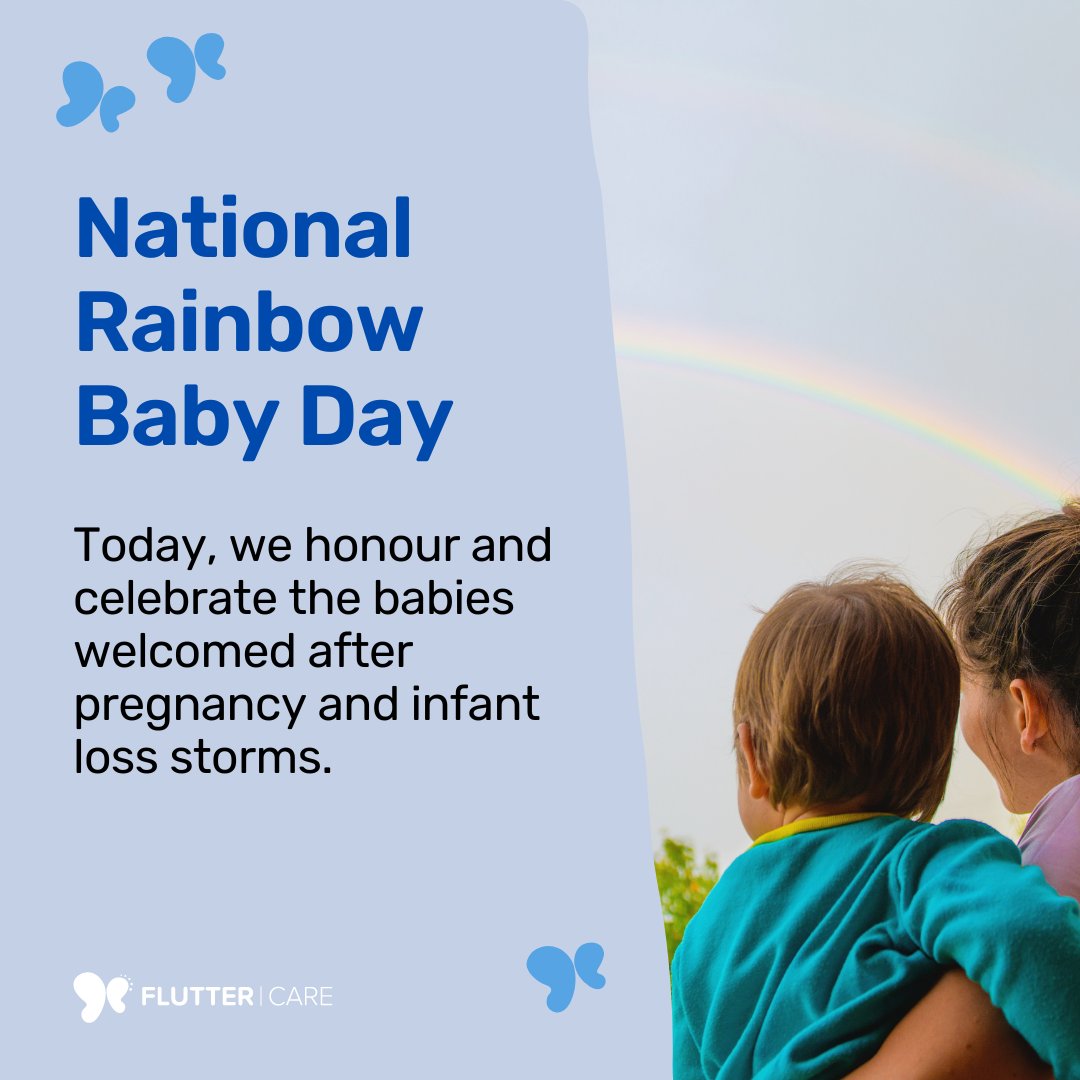 fluttercareinc's tweet image. Today is National Rainbow Baby Day 🌈 Today we celebrate the babies who are welcomed into this world after pregnancy and infant loss storms. We also commemorate the babies who lost their lives too soon. If you are a parent of a rainbow baby, we are thinking of you today! 💗