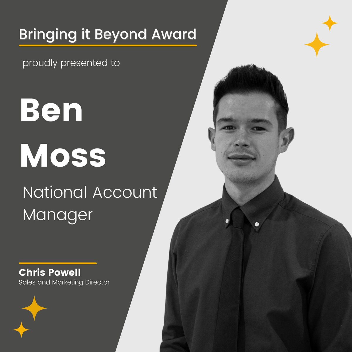 Britmet's tweet image. Congratulations to National Account Manager, Ben Moss, for receiving this month&apos;s Bringing It Beyond Award! 🏆 
Ben has received this award for best sales month, well done, Ben! 😃

#TheBritmethod