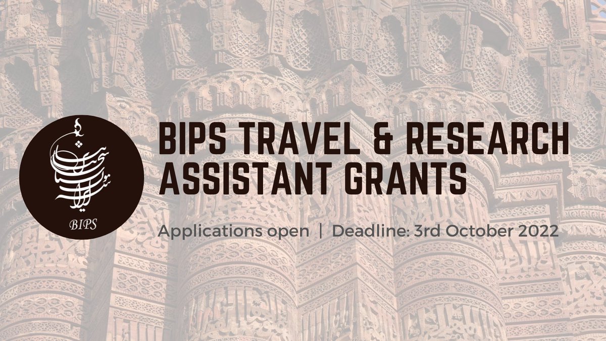 #GRANTS | #Applications for the BIPS #Travel and #Research #Assistant grants are now open!

📅 Deadline for applications: 3rd October 2022
👉 For eligibility criteria and application form: bit.ly/3kcS8K9