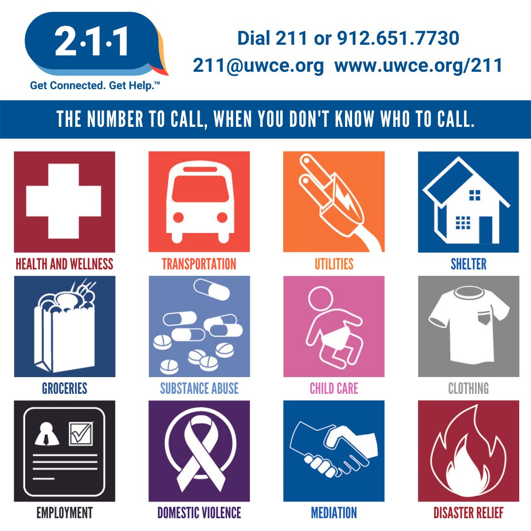 UWCE's tweet photo. Get connected and get help with 211! 211 is a free, confidential helpline answered by trained information specialists. We connect you to helpful resources in our community. The helpline is available Mon – Fri from 8:30 AM to 5:00 PM. Se Habla Español!
#211 #GetConnectedGetHelp https://t.co/Bt9UkixHej