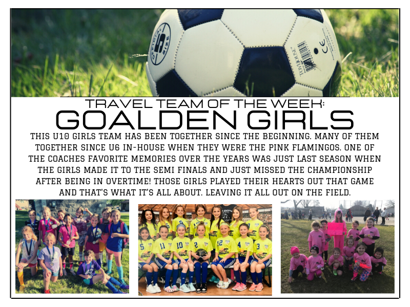 Starting today until the end of the season we will feature one of the Highland travel teams. Starting off with the first week is the U10 Goalden Girls.