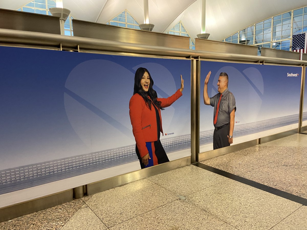 Krsolvingit's tweet image. K&amp;amp;R managed print production for this clever series of images by Southwest at Denver Int&apos;l Airport. Kudos to the design team for a fun use of the space!

#krsolutions #womanowned #airportadvertising