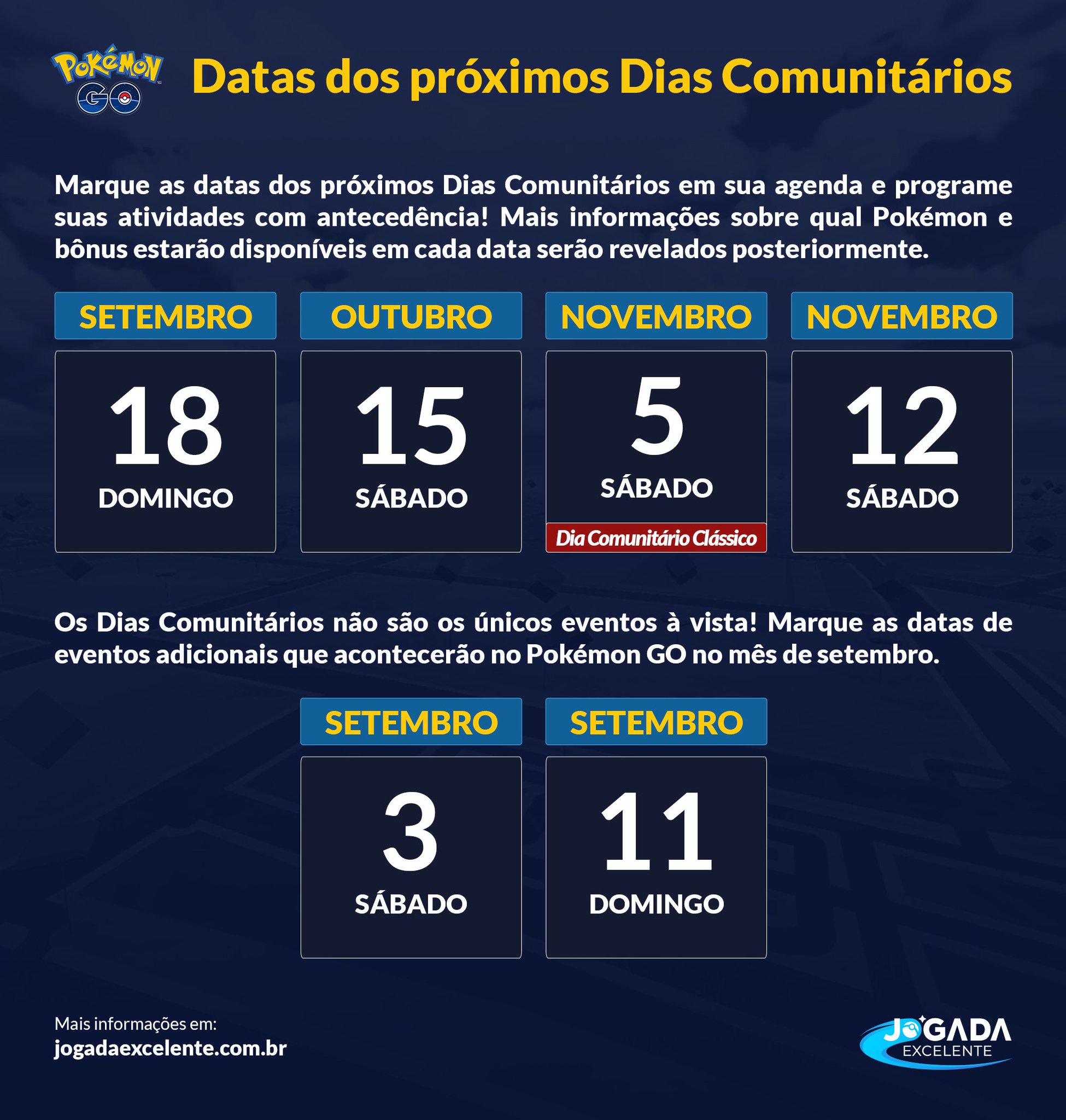 Pokémon GO - Eventos do Mês de Setembro de 2023