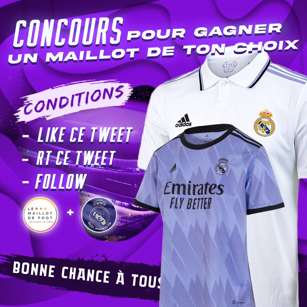 RealMadridFR12's tweet photo. 🎁 CONCOURS 🎁
Avec @LeMaillotDeFoot on a envie de vous faire plaisir ! 😏

A gagner, 𝘂𝗻 𝗺𝗮𝗶𝗹𝗹𝗼𝘁 𝗱𝗲 𝘁𝗼𝗻 𝗰𝗵𝗼𝗶𝘅 !

Pour participer :
-S'abonner à @LeMaillotDeFoot et @RealMadridFR12 
-Like ❤️ et RETWEET 🔁 le post !

⚠️ TAS Lundi 21h https://t.co/4XkNycSiYT