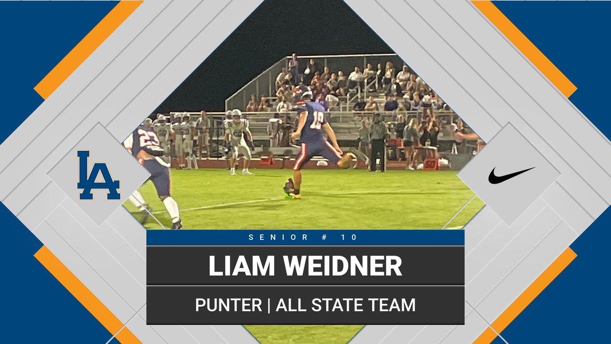 LALionAthletics's tweet photo. Congratulations to Senior Liam Weidner on being named to the Preseason All State Football Team! Liam had a great game in the Lions 35-28 Win Friday night, and was on the All Region Team last year as a Junior. 
📰https://t.co/72HvRbYkM9
#GoLions https://t.co/ZrkS40oHN2