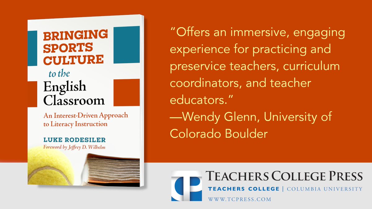 Amid the buzz of another school year's launch, I'll plug this forthcoming title from <a href="/TCPress/">Teachers College Press</a>. Bringing Sports Culture to the English Classroom is available now for preorder. tcpress.com/bringing-sport…