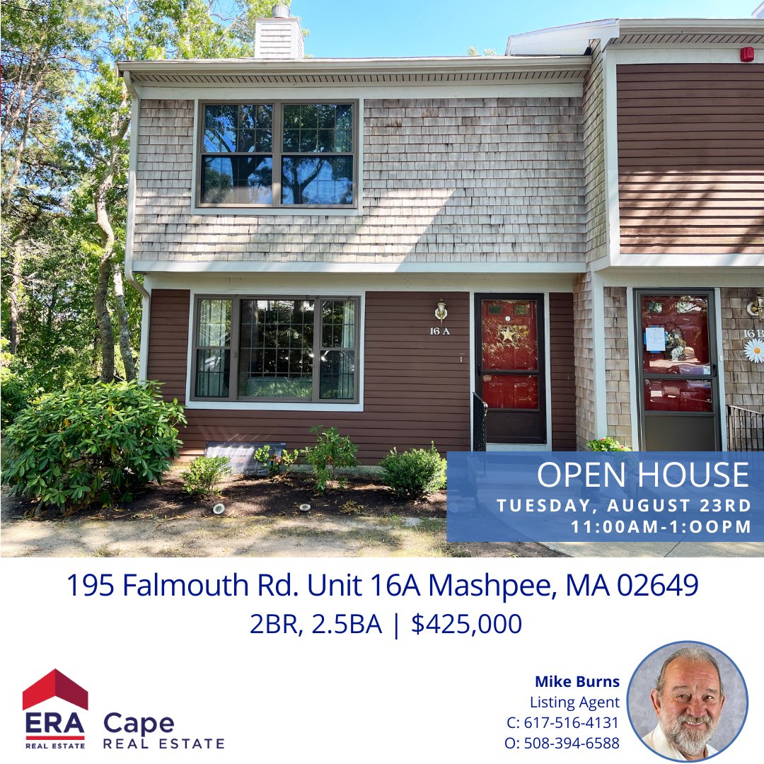 CapeCodERA's tweet image. OPEN HOUSE TUESDAY!!! Come check out this great condo in Sea Oak Condominiums in Mashpee and say hello to Mike!
🏡🏖🌊
#capecodrealestate #capecod #localcapecod #capecodsummer #capecodopenhouses #capecodhome #capecodrealestateagent #capecodliving #capecodera #eracaperealestate⁠