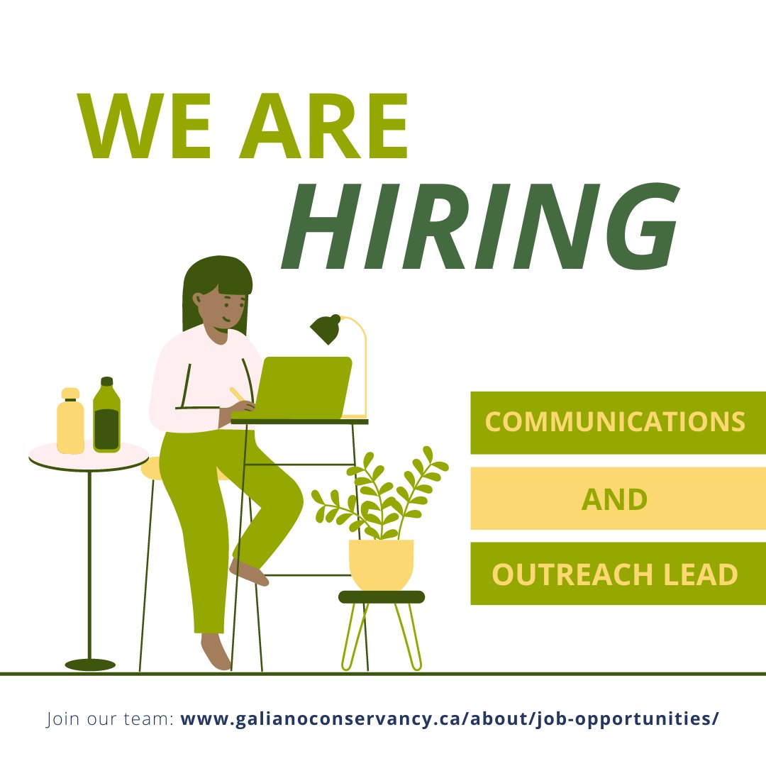 #JobOpportunity! We are looking for a Communications and Outreach Lead to join our team at the Galiano Conservancy. Applications will be accepted until the position is filled. If you are interested, please visit galianoconservancy.ca/about/job-oppo… for more details.

#Hiring #NonprofitJobs