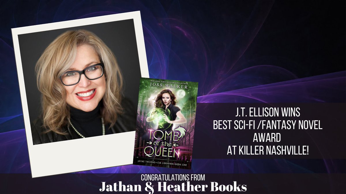 JathanHeather's tweet photo. Congratulations to @thrillerchick for her big win at @KillerNashville! We've been #JTEllison fans for ages, so this news made our day. Get the details here -->> https://t.co/AT3Y4G5Fu1. #jathanandheatherbooks #josswalker #fantasy #literaryawards #Awards #book #BookTwitter https://t.co/51YxG8vlEH