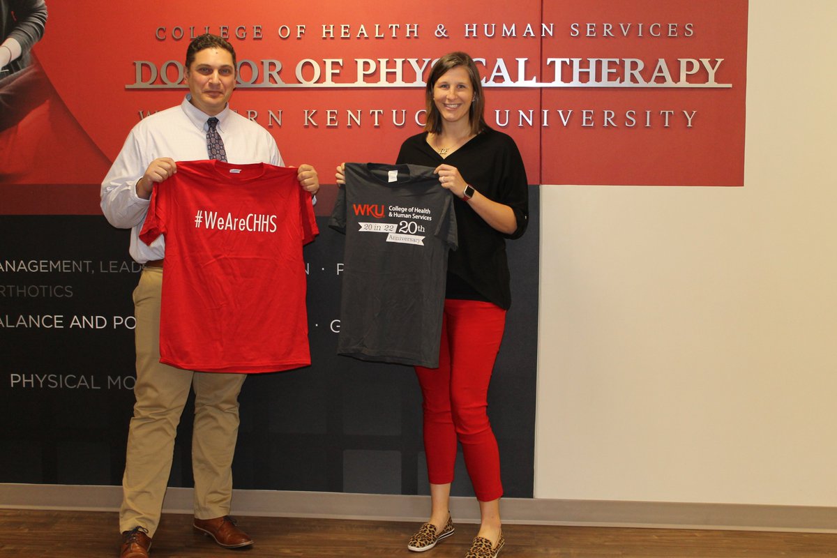 WKUDPT's tweet photo. DPT's own Dr. Matt Condo and Dr. Melissa Tolbert getting in on the fun of #WKUFirstDay and showing off their spirit! https://t.co/kuIvSPQc4i