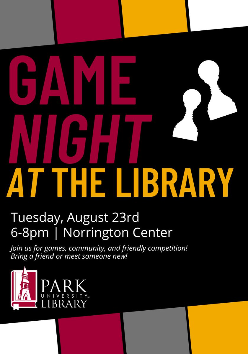 Park_LACSS's tweet photo. Board Game Night is back! Join us tomorrow from 6 p.m. to 8 p.m. in Norrington Center~ https://t.co/RkY1RpDMlV