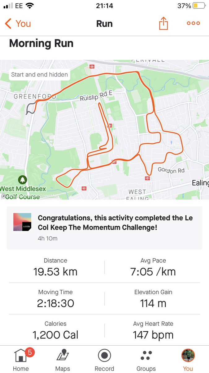 I ran 12 miles on Saturday. It only took me 5 miles to find my legs. This is all building up to the Ealing Half Marathon on 25 September. 

I'm running to raise money for Cancer Research UK (CRUK). Any support would be very much appreciated. 
fundraise.cancerresearchuk.org/page/johns-giv…
#ealing