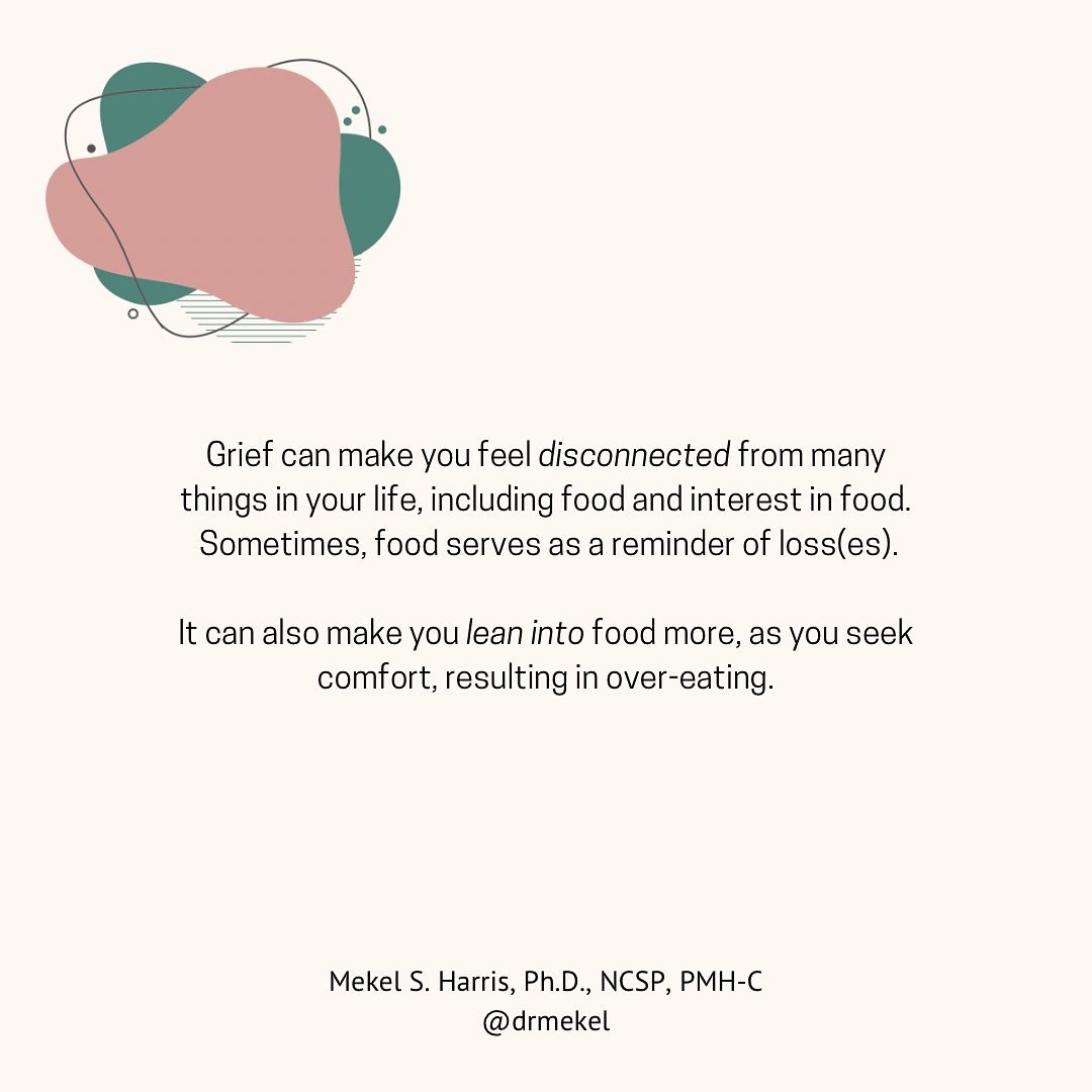DrMekel's tweet photo. GRIEF CAN AFFECT YOUR APPETITE??? 😲 Yep, that's right! 💯

Your body is a well-oiled machine that, in the face of loss, experiences a host of disruptions. This can result in appetite changes, including loss of interest in food and/or over-eating. 

Share your biggest takeaway. https://t.co/Kim9PlBsVD