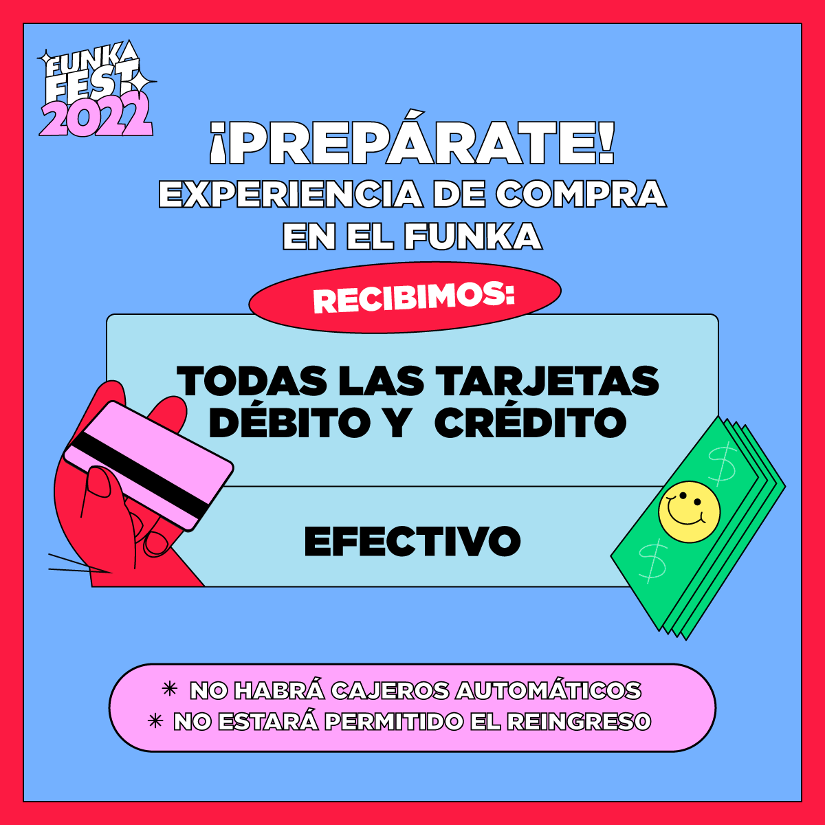 FunkaFest's tweet photo. ¿Ya tienes tus entradas listas para el #FunkaFest2022? 🎶🎉✨ #TodoFunka con estas recomendaciones para que puedas disfrutar de la experiencia de compra en el festival. 😎 https://t.co/dDBx6kriMt