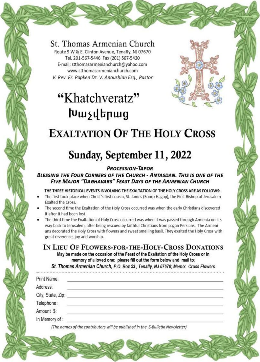 stthomasnj's tweet photo. Feast of the Exaltation of the Holy #Cross on Sunday, September 11, 2022.
#Khatchveratz https://t.co/W4qGs3OhD8