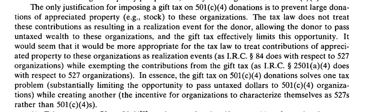 Tax law experts have flagged the massive tax break afforded by big donations of appreciated property to dark money groups since at least 2005. Gregg Polsky + @ProfGuyCharles: scholarship.law.duke.edu/cgi/viewconten…