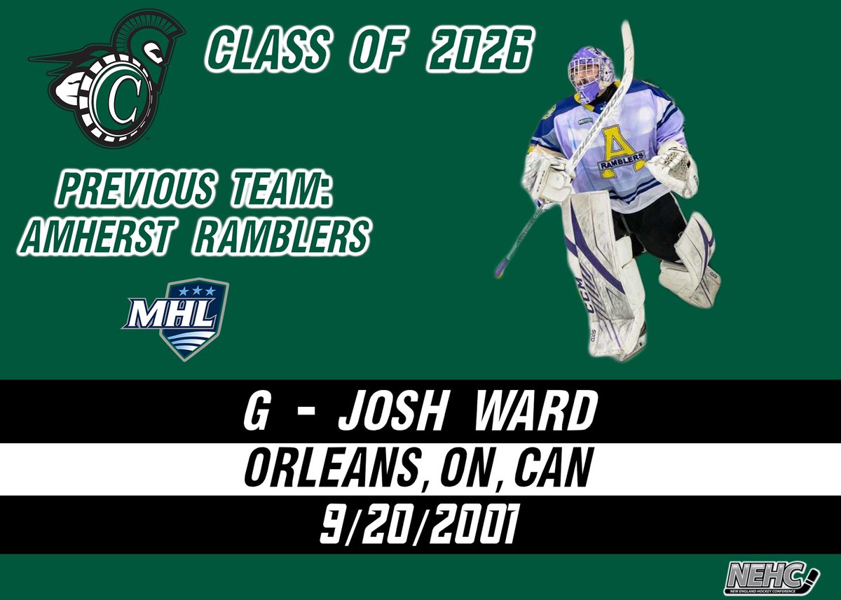 CastletonMHky's tweet photo. Join us in welcoming our incoming class of Freshmen and transfers. First up is goaltender Josh Ward from the @AmherstRamblers of the Maritime Junior Hockey League. Ward spent 2 and a half seasons with the Ramblers. Welcome to the squad Wardo! https://t.co/GSA9roUcx8