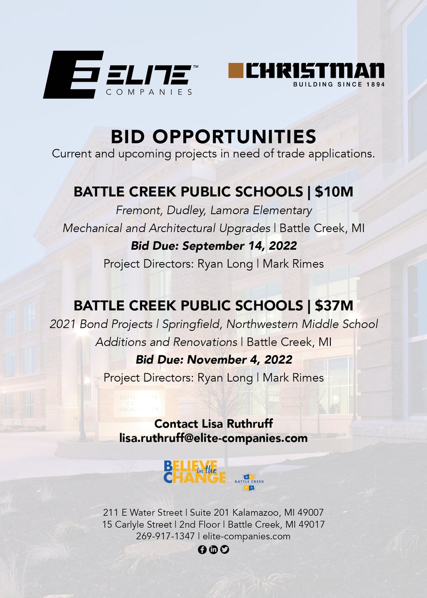 ELITE_COMPLLC's tweet image. Check out our upcoming projects that need best-in-class trades! For more information contact lisa.ruthruff@elite-companies.com.

@BCPSBearcats @thechristmanco 
#elitetrades #elitecompanies #eliteprojects