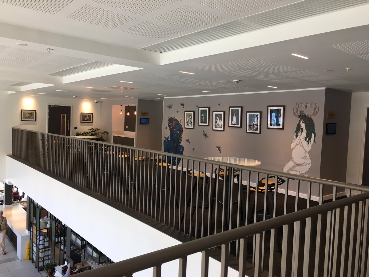 SpankyOSpangler's tweet photo. A selection of my weird ladies on display in one of the new hotels on Newcastle (Upon Tyne’s) Quayside. My work was picked out of hundreds of artists to be part of the decor in the hotel and I get to show my work for 3 months in the bar area.  #exhibition #innside #manga #art https://t.co/4xgq6wN7Cb